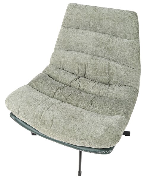 Kreslo s podnožkou zelené ženilkové čalúnenie otočný podstavec prešívané sedadlo moderný mid century štýl obývačka spálňa