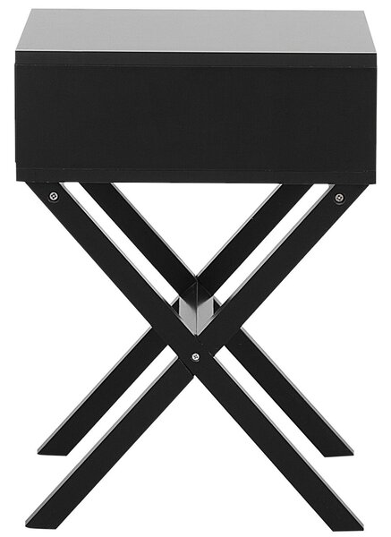 Odkladací stolík čierna MDF borovicové drevo 55 x 40 x 40 cm zásuvka úložný priestor škandinávsky štýl obývačka spálňa