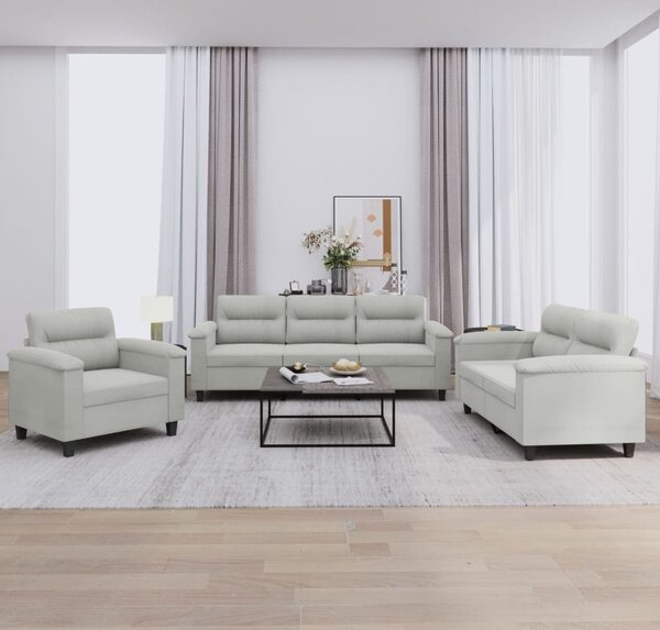 Maison Exclusive – 3-dielna sedacia súprava s vankúšmi, svetlosivá mikrovlákna