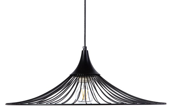 Závesná lampa na strop čierna kovové drôtené tienidlo industriálny moderný štýl obývačka spálňa
