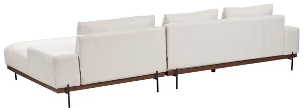 Ľavostranná rohová pohovka svetlobéžová čalúnená kovové nohy 3-miestna minimalistický štýl