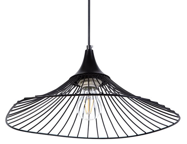 Závesná lampa na strop čierna kovové drôtené tienidlo industriálny moderný štýl obývačka spálňa