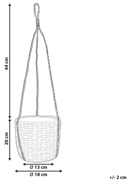 Závesný kvetináč prírodná a čierna z morskej trávy 64 cm doplnok do interiéru boho dizajn