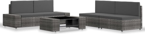 Maison Exclusive – 5-dielna záhradná súprava z polyrotangu v šedej farbe