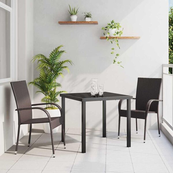 Maison Exclusive – záhradná jedálenská súprava, 3 kusy, hnedá, oceľ s práškovou povrchovou úpravou