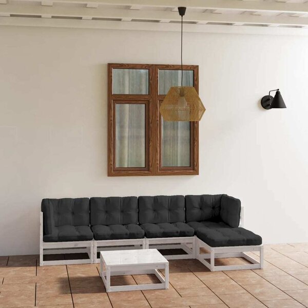 Maison Exclusive - 6-dielna záhradná súprava s podložkami, borovicový masív