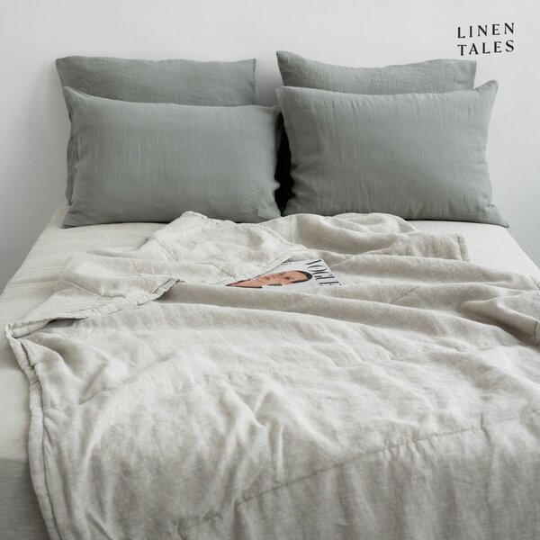 Ľanový prešívaný pléd v prírodnej farbe 140x220 cm Melange – Linen Tales