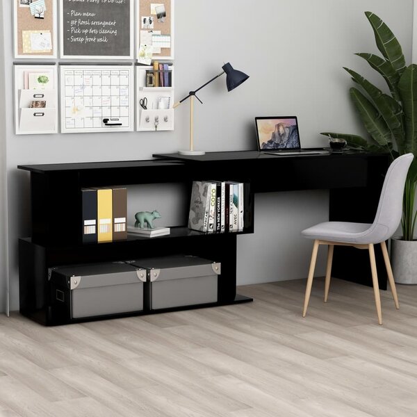 Maison Exclusive - Rohový písací stôl Čierny 200x50x76 cm Drevený materiál