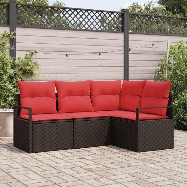 Maison Exclusive – Sedacia súprava, 4 kusy, hnedá [syntetický materiál]: Polyratan