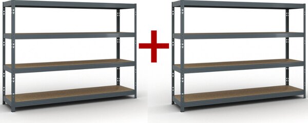 Policový regál 1+1 ZADARMO, 1853x2400x600 mm, nosnosť 450 kg