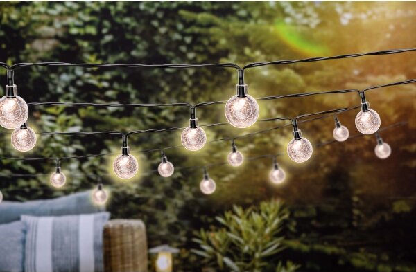 Grundig - LED stmievateľný solárny reťazec 50xLED/8 funkcií 9,35m IP44 teplá bie