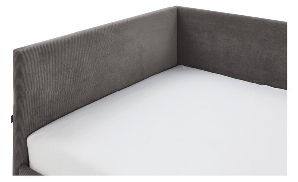 Antracitová čalúnená rohová detská posteľ s úložným priestorom s roštom 90x200 cm Cool – Meise Möbel