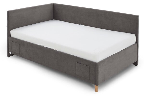 Antracitová čalúnená rohová detská posteľ s úložným priestorom s roštom 90x200 cm Cool – Meise Möbel
