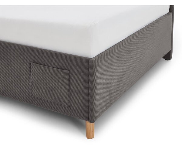 Antracitová čalúnená rohová detská posteľ s úložným priestorom s roštom 90x200 cm Cool – Meise Möbel