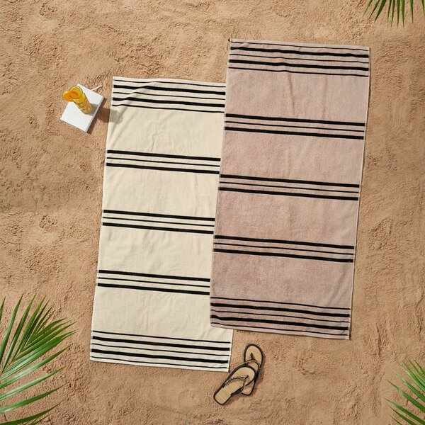 Béžová plážová osuška 75x150 cm Banded Stripe – Catherine Lansfield