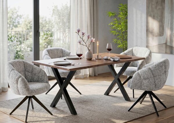 JEDÁLENSKÝ STÔL, akácia, prírodná farba, čierna, 140/76/80 cm Livetastic - Stoly