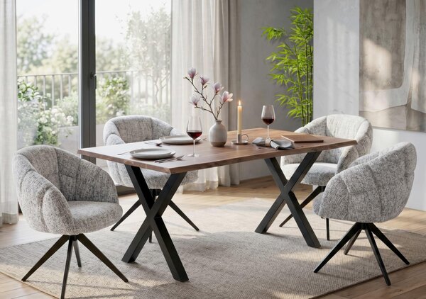 JEDÁLENSKÝ STÔL, akácia, prírodná farba, čierna, 140/76/80 cm Livetastic - Stoly