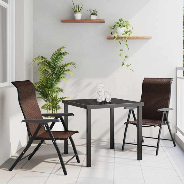 Maison Exclusive – záhradná jedálenská súprava, 3 kusy, hnedá, oceľ s práškovým nástrekom