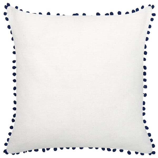 Sada 2 dekoratívnych vankúšov modrá biela polyester 45 x 45 cm rastlinný vzor motív listov ginko biloby brmbolce moderný štýl doplnky
