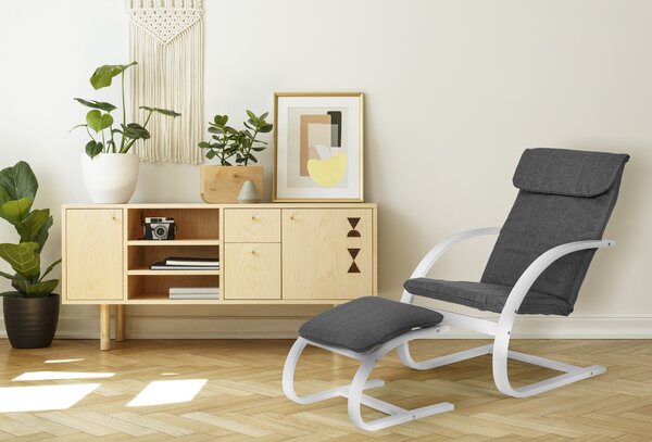 ModernHome Fínske hojdacie kreslo s podnožkou - sivé ModernHome
