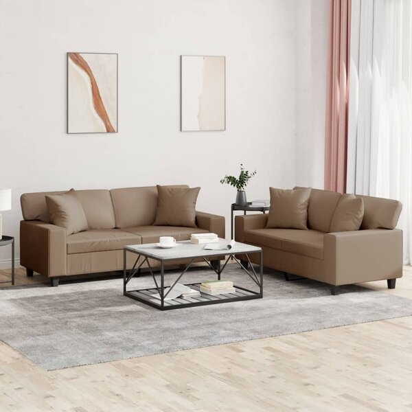 Maison Exclusive – 2-dielna sedacia súprava s vankúšmi v odtieni cappuccino-hnedá, z umelej kože