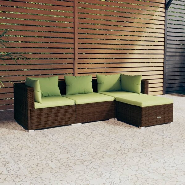 Maison Exclusive – 4-dielna záhradná súprava s poduškami Poly Rattan hnedá