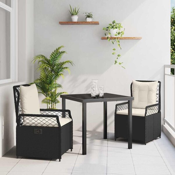 Maison Exclusive – Záhradná jedálenská súprava, 3 kusy, čierna, umelý ratan