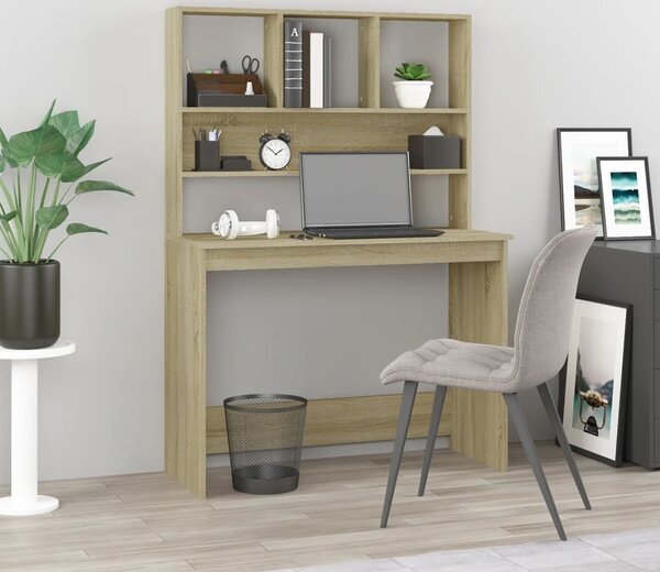Maison Exclusive - písací stôl s policou Sonoma dub 102x45x148 cm drevený materiál