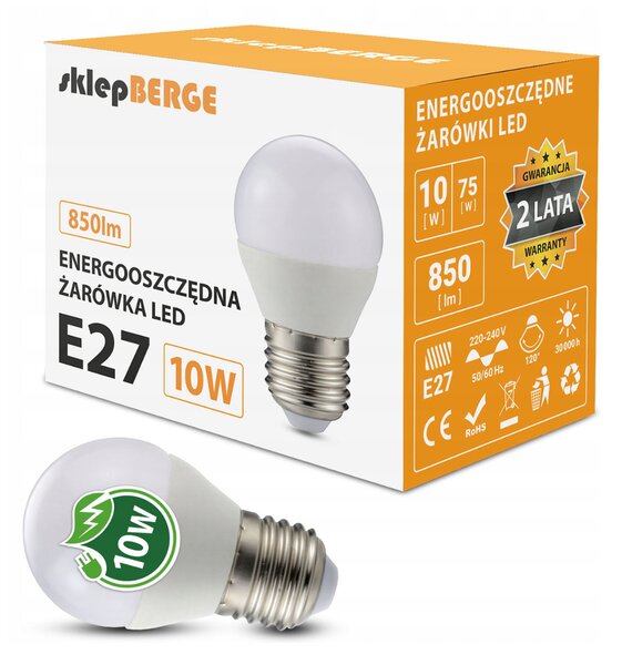 LED žárovka G45 - E27 - 10W - 830 lm - teplá bílá BERGE