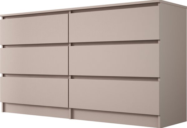 Komoda, 6 zásuviek, karamelová, 138 x 79 x 39 cm