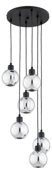Závesný luster na lanku ARVENE 6xE27/15W/230V čierny/lesklý chróm