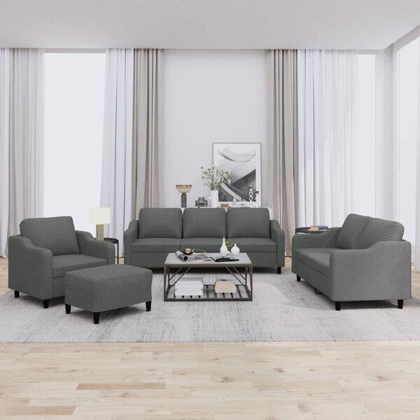 Maison Exclusive – 4-dielna sedacia súprava s vankúšmi, tmavosivá látka