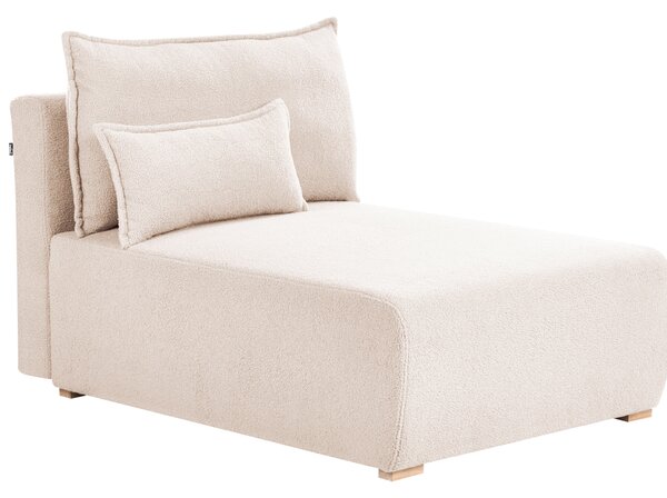 Leňoška béžová buklé čalúnenie modulárna s vankúšom moderný minimalistický štýl obývačka
