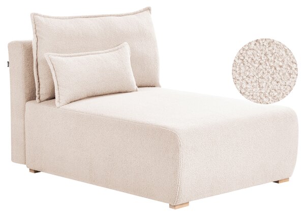 Leňoška béžová buklé čalúnenie modulárna s vankúšom moderný minimalistický štýl obývačka