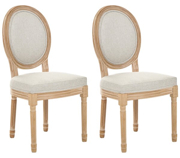 Sada 2 jedálenských stoličiek svetlohnedá béžová látkové čalúnenie drevený rám francúzsky vintage shabby chic štýl kuchyňa jedáleň