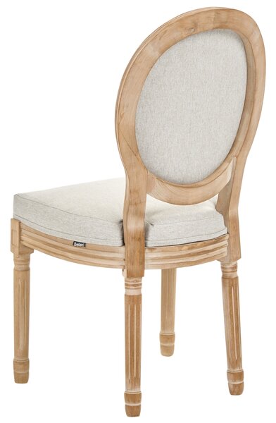 Sada 2 jedálenských stoličiek svetlohnedá béžová látkové čalúnenie drevený rám francúzsky vintage shabby chic štýl kuchyňa jedáleň