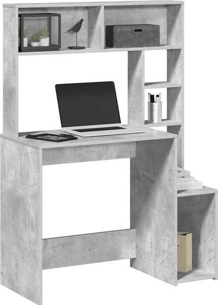 Maison Exclusive – písací stôl s policou betónovo sivý 100x45x140 cm drevený materiál