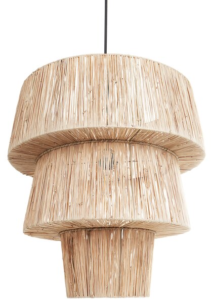 Závesná lampa prírodná slamené tienidlo čierna kovová objímka na žiarovku boho stropné svietidlo obývačka spálňa chodba