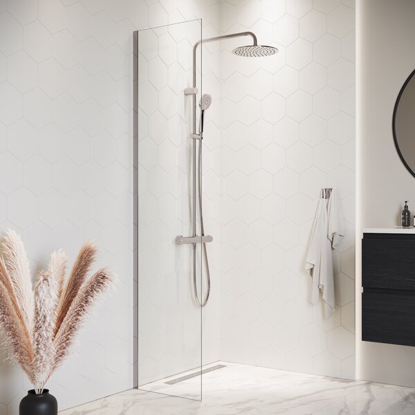 Badplaats Sprchová Zástena Florida 40 x 200 cm - Chróm - Walk-In Sprchový Kút 8 mm Bezpečnostné Sklo