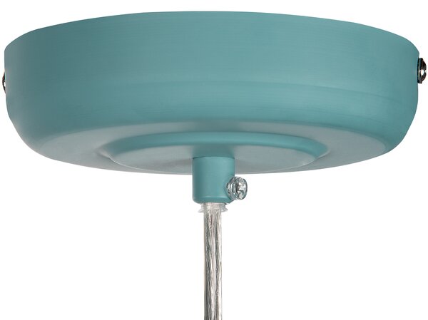 Závesná lampa modrá kov geometrický tvar na 1 žiarovku osvetlenie moderný industriálny štýl kuchyňa jedáleň obývačka