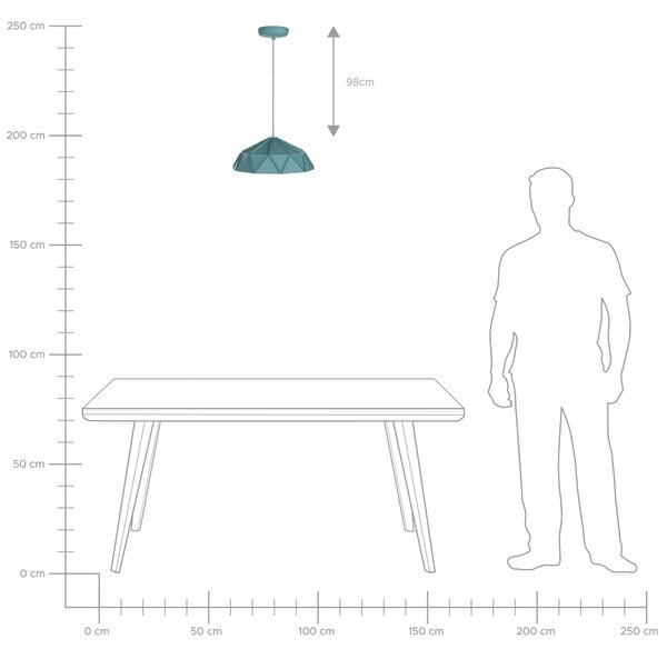Závesná lampa modrá kov geometrický tvar na 1 žiarovku osvetlenie moderný industriálny štýl kuchyňa jedáleň obývačka