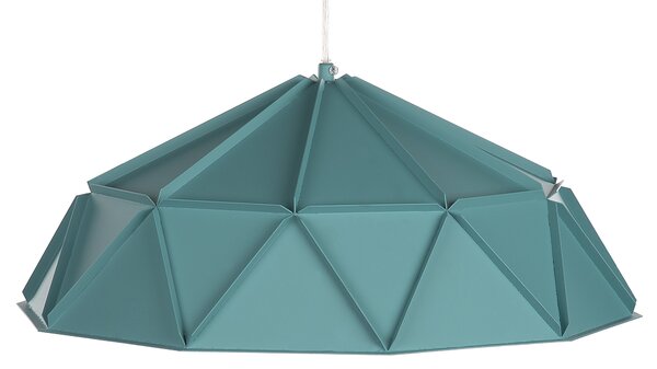 Závesná lampa modrá kov geometrický tvar na 1 žiarovku osvetlenie moderný industriálny štýl kuchyňa jedáleň obývačka