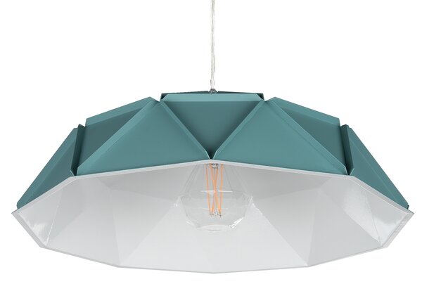 Závesná lampa modrá kov geometrický tvar na 1 žiarovku osvetlenie moderný industriálny štýl kuchyňa jedáleň obývačka