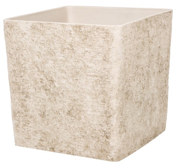 Kvetináč svetlobéžový kamenná zmes 44 x 44 cm štvorcový tvar moderný štýl interiér exteriér záhrada