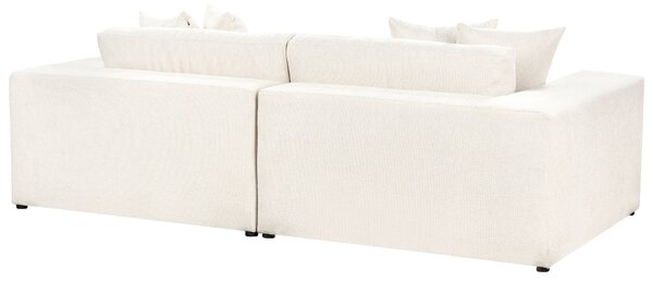Pohovka látková polyesterová krémová biela 240 cm x 120 cm x 61 cm 3-miestna čalúnená s vankúšmi obývacia izba moderná