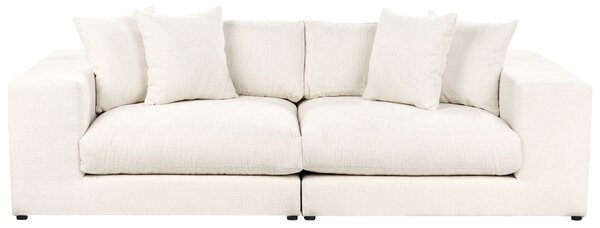 Pohovka látková polyesterová krémová biela 240 cm x 120 cm x 61 cm 3-miestna čalúnená s vankúšmi obývacia izba moderná