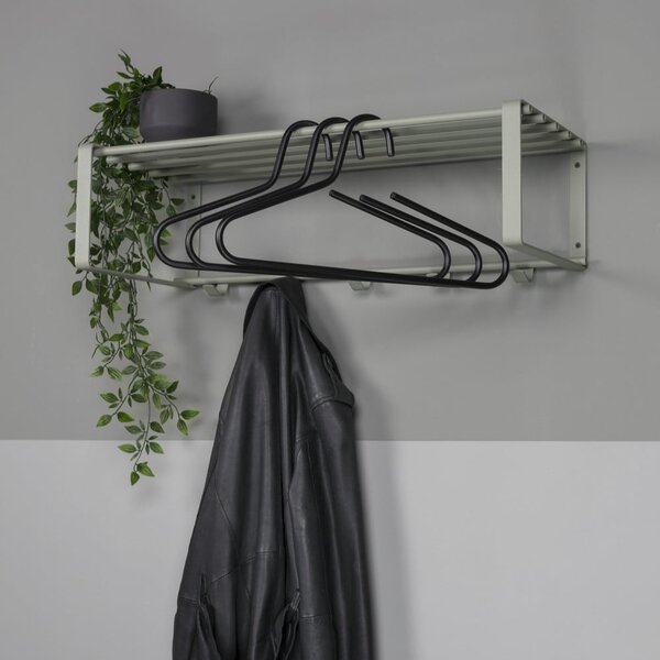Sivozelený kovový nástenný vešiak s poličkou 70 cm Rex – Spinder Design