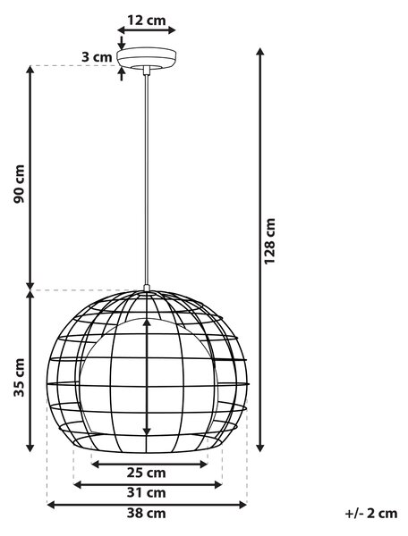Závesné svietidlo medené kovové 128 cm stropná lampa klietkové tienidlo industriálny štýl