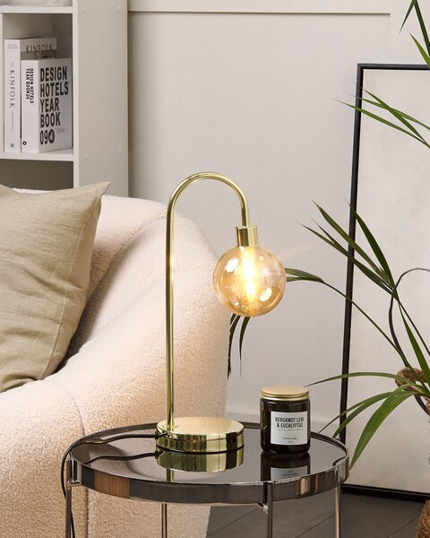 Stolná lampa zlatá oceľ sklo okrúhle tienidlo moderný glamour štýl obývačka spálňa kancelária