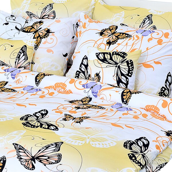 Stanex Luxusné obliečky Motýľ žltý 100% Bavlna 140x200/70x90 cm